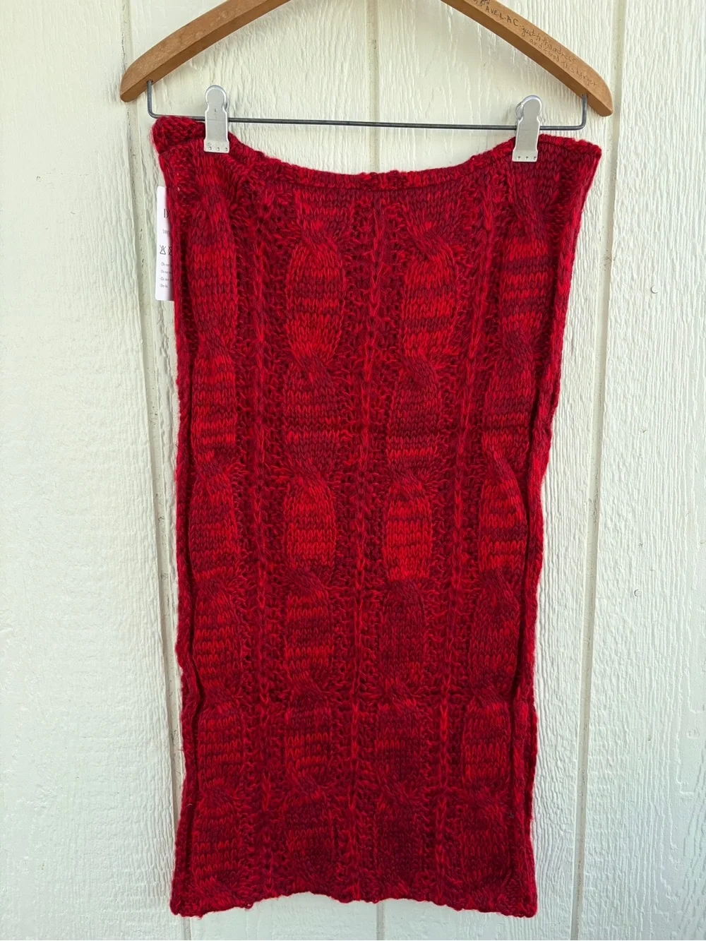 Unisex Large warm knitted long winter scarf Red